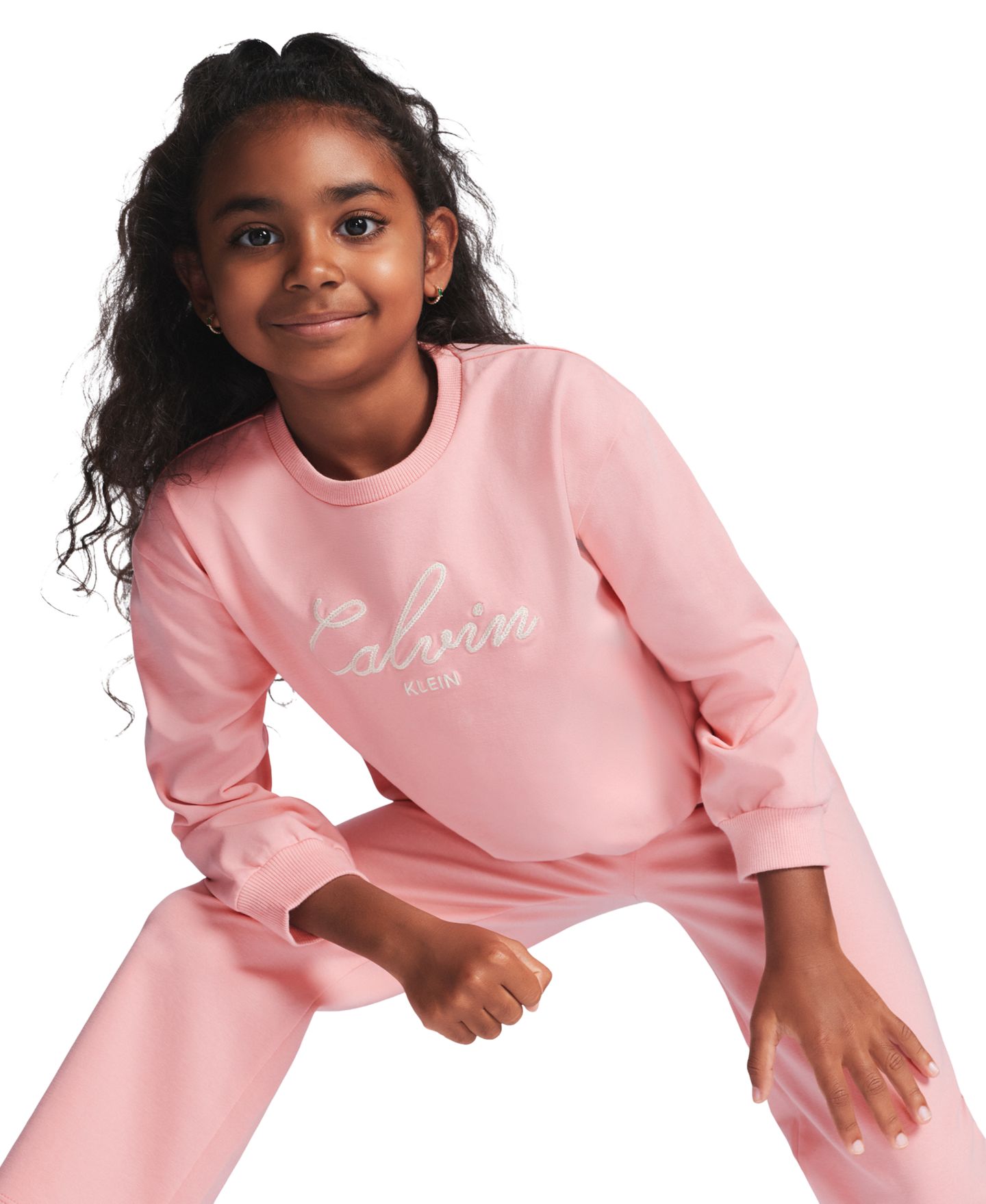 Детский комплект Calvin Klein: свитшот и брюки, 2T-6X, цвет: Розовый — фото 4