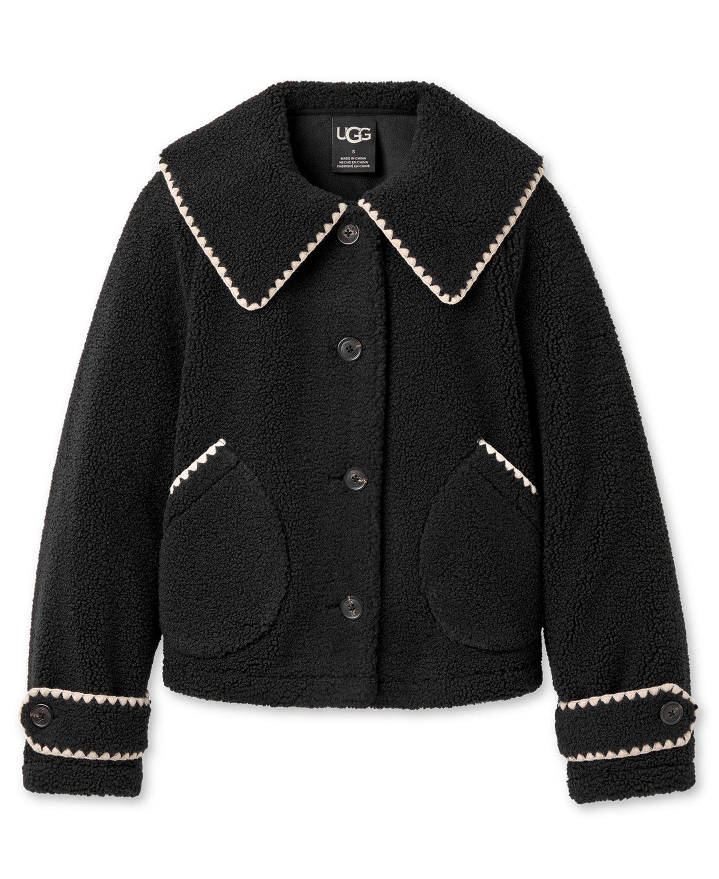 Женская куртка UGG® Nikia Relaxed-Fit Collared Neck, цвет: Чёрный — фото 1