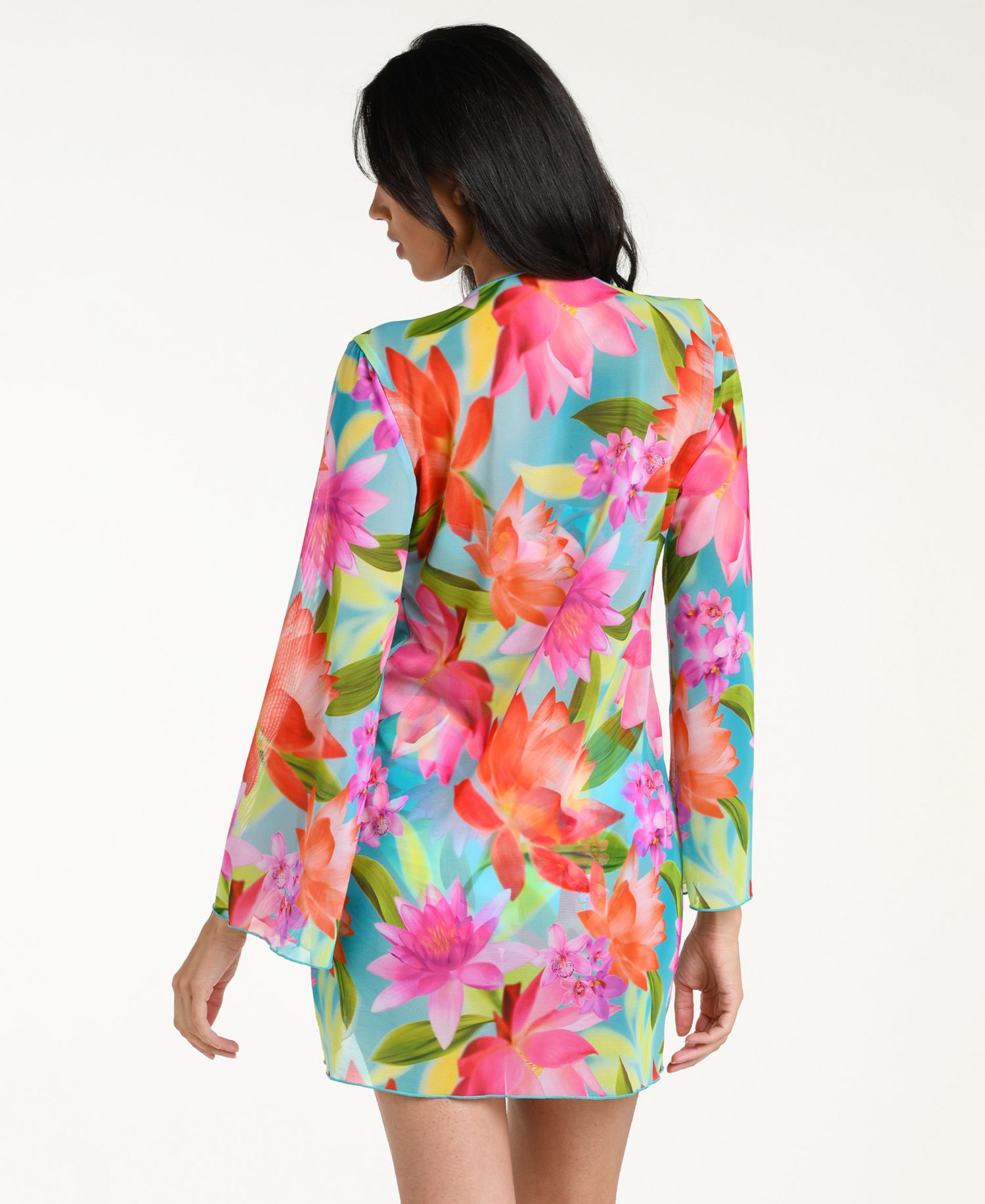 Women's Sunset Botanica Tie-Front Swim Cover-Up Kimono Dress