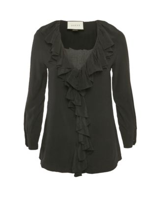 Women's Silk Cascading Ruffle Blouse