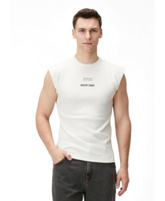 Men's Cotton Rib Tank Top With Patch