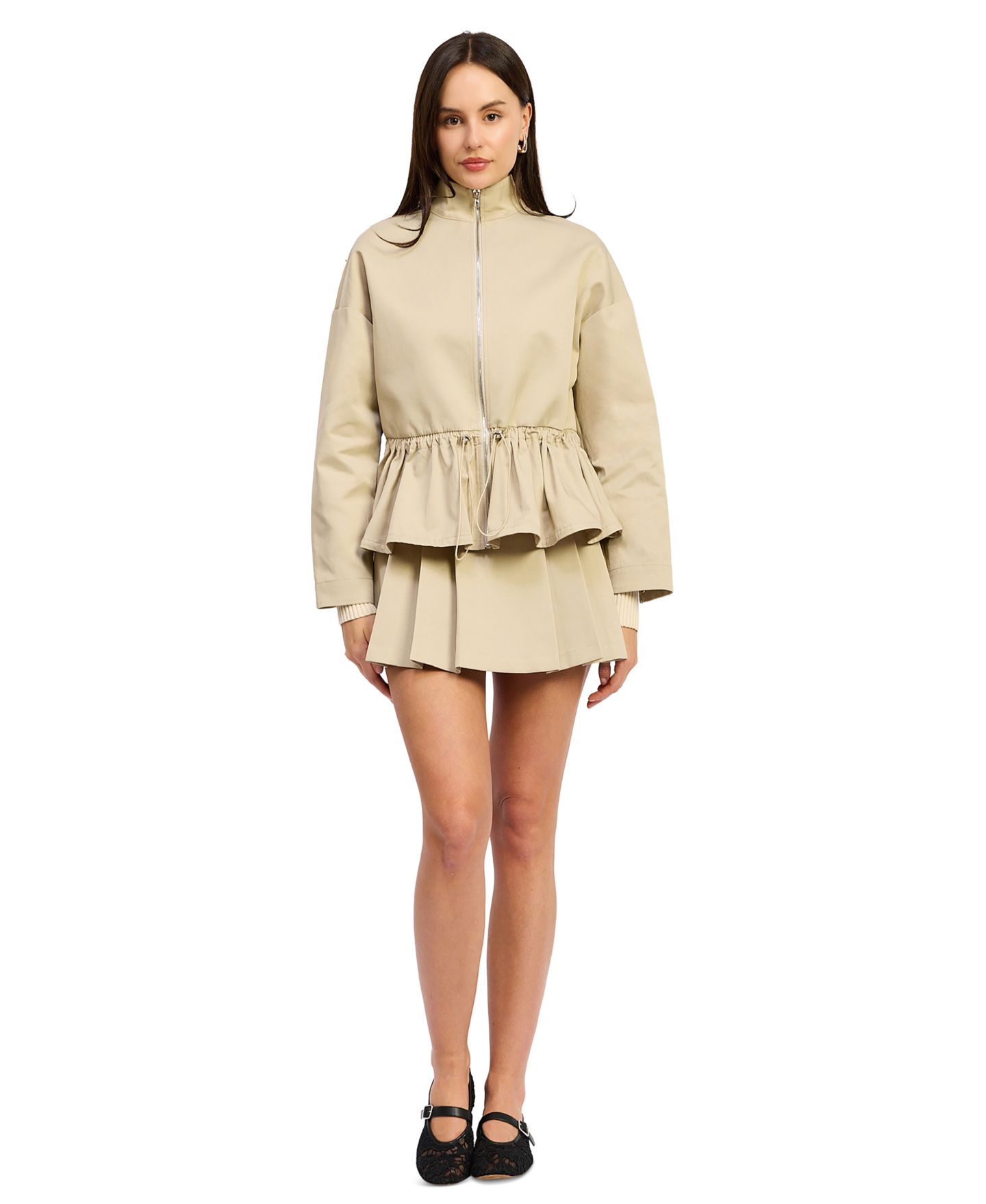 Женская куртка En Saison Annie Zipper Front Collared, цвет: Бежевый тёмно-синий — фото 8