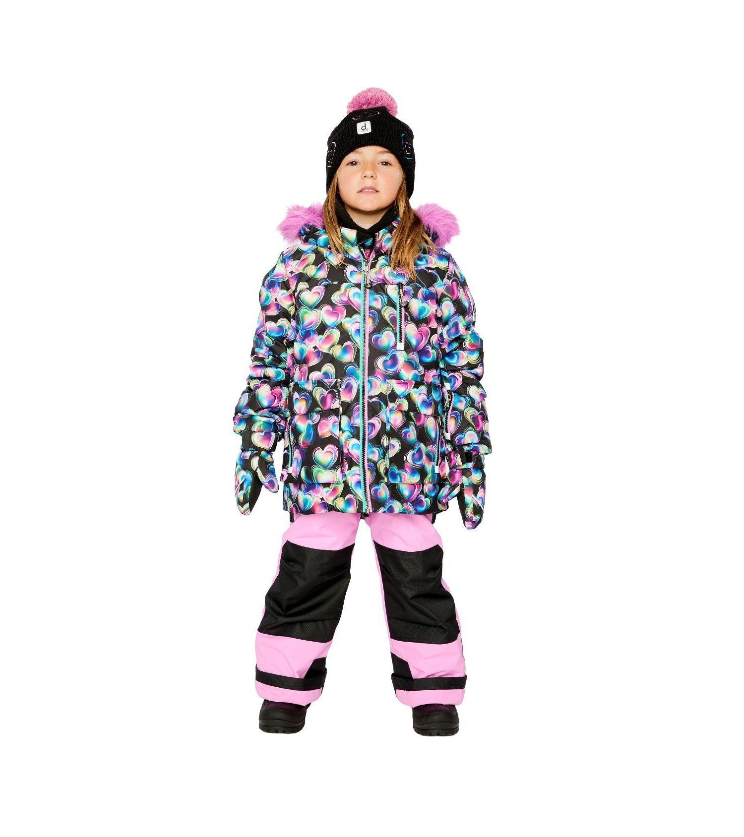 Big Girls (6-14) Two Piece Play Snowsuit Heart Print with Pants