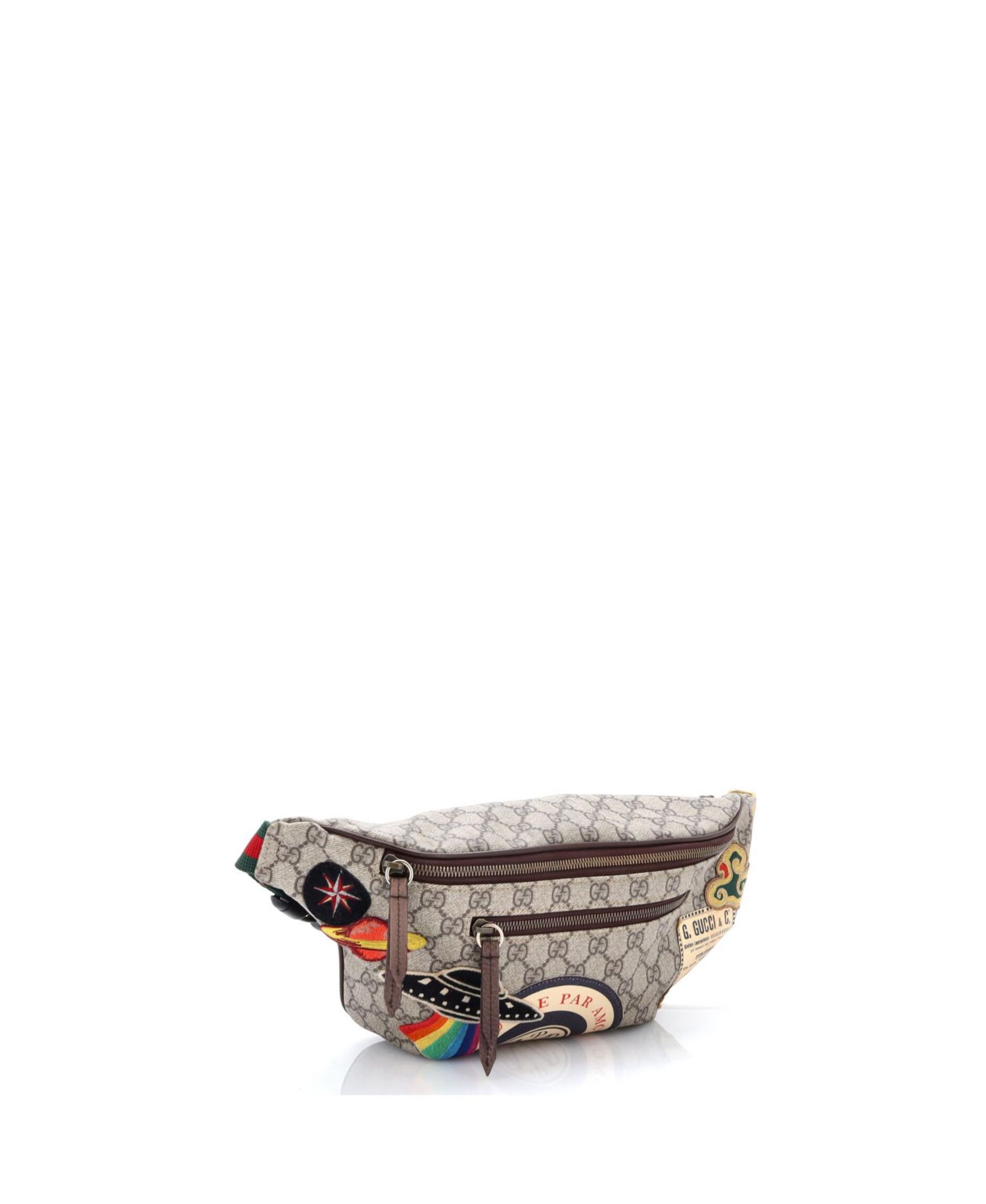 Courrier Zip Belt Bag GG Coated Canvas with Applique