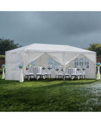 10 x 20/10 x 30 Feet Steel Frame Party Tent with PE Cover, Outdoor Event Canopy Shelter for Wedding BBQ Picnic