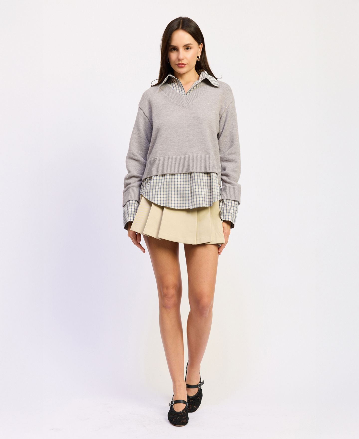 Женская юбка En Saison Annie Side Zipper, цвет: Бежевый тёмно-синий — фото 6