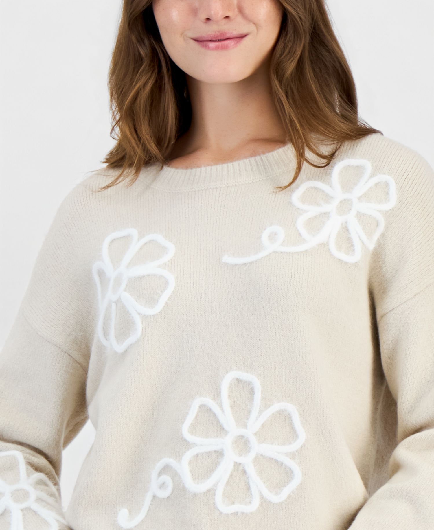 Women's Eyelash Soutache Crewneck Sweater