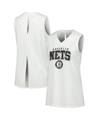 Women's White Brooklyn Nets Paisley Peekaboo Tank Top