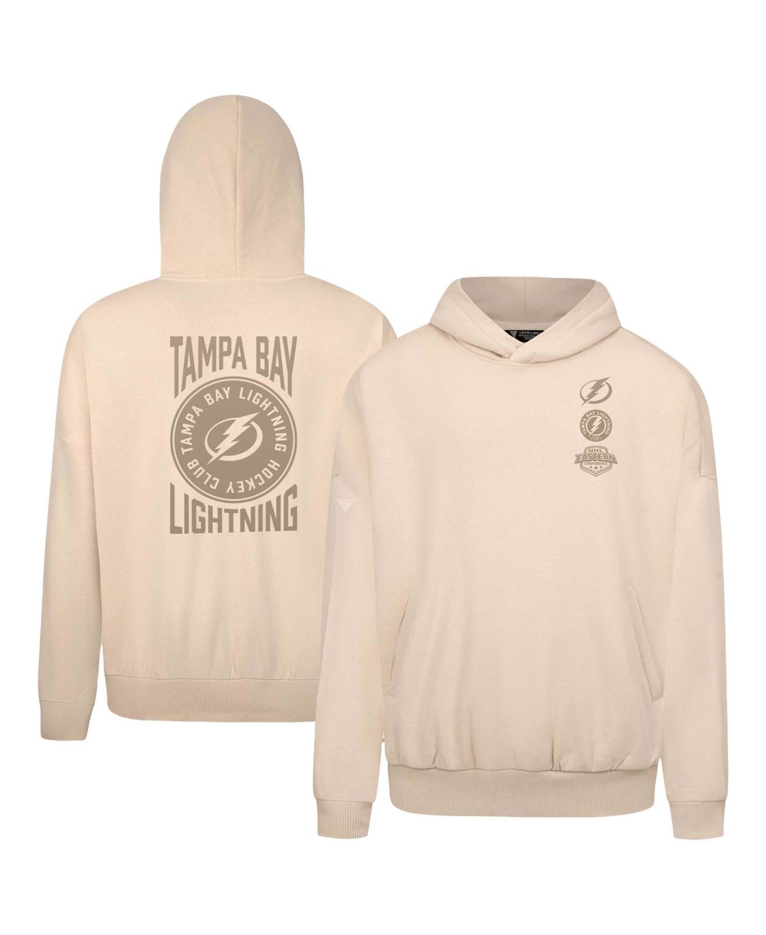 Men's Cream Tampa Bay Lightning Contact Stamp Pullover Hoodie