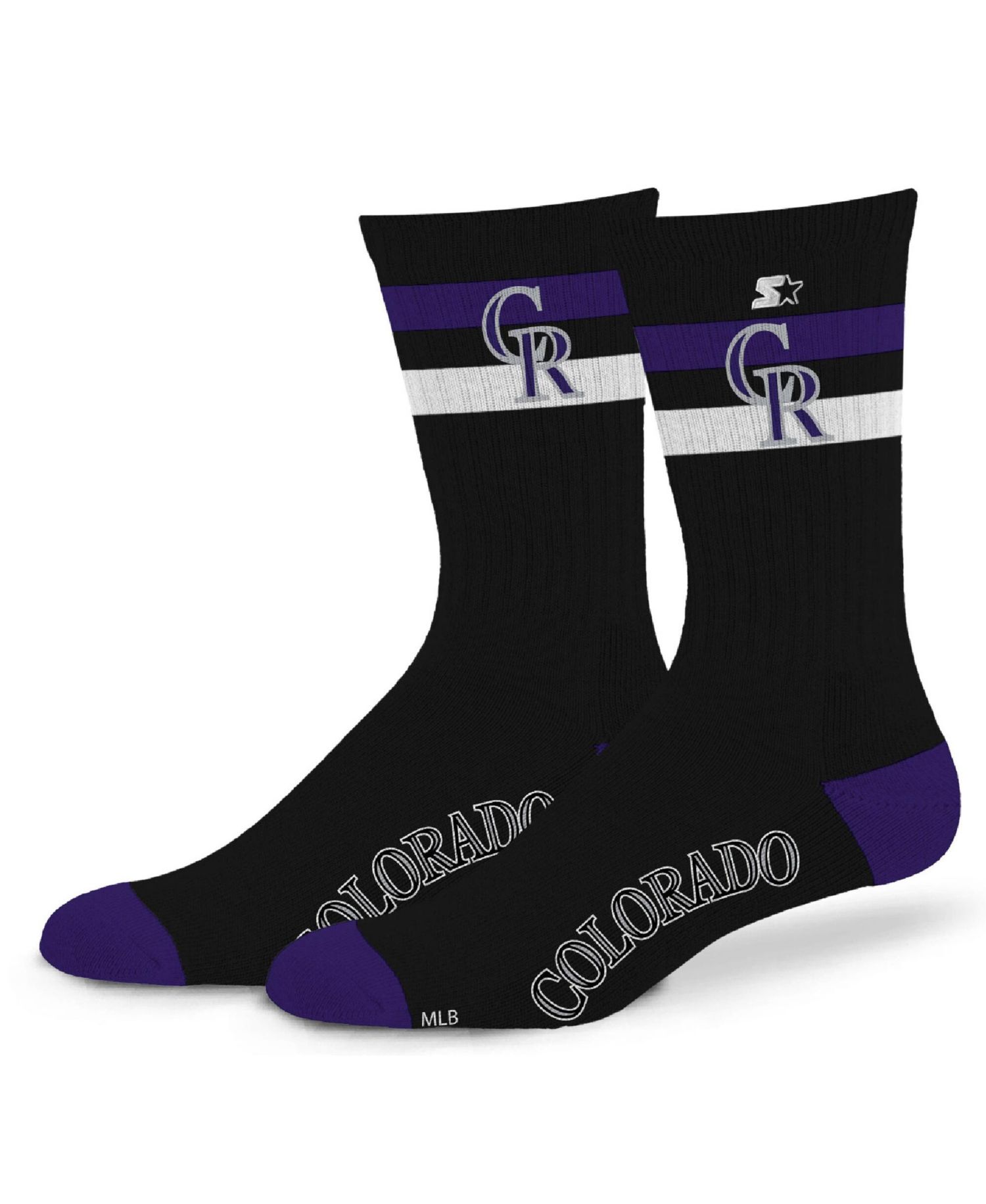 Men's and Women's Colorado Rockies Team Color Two-Stripe Crew Socks