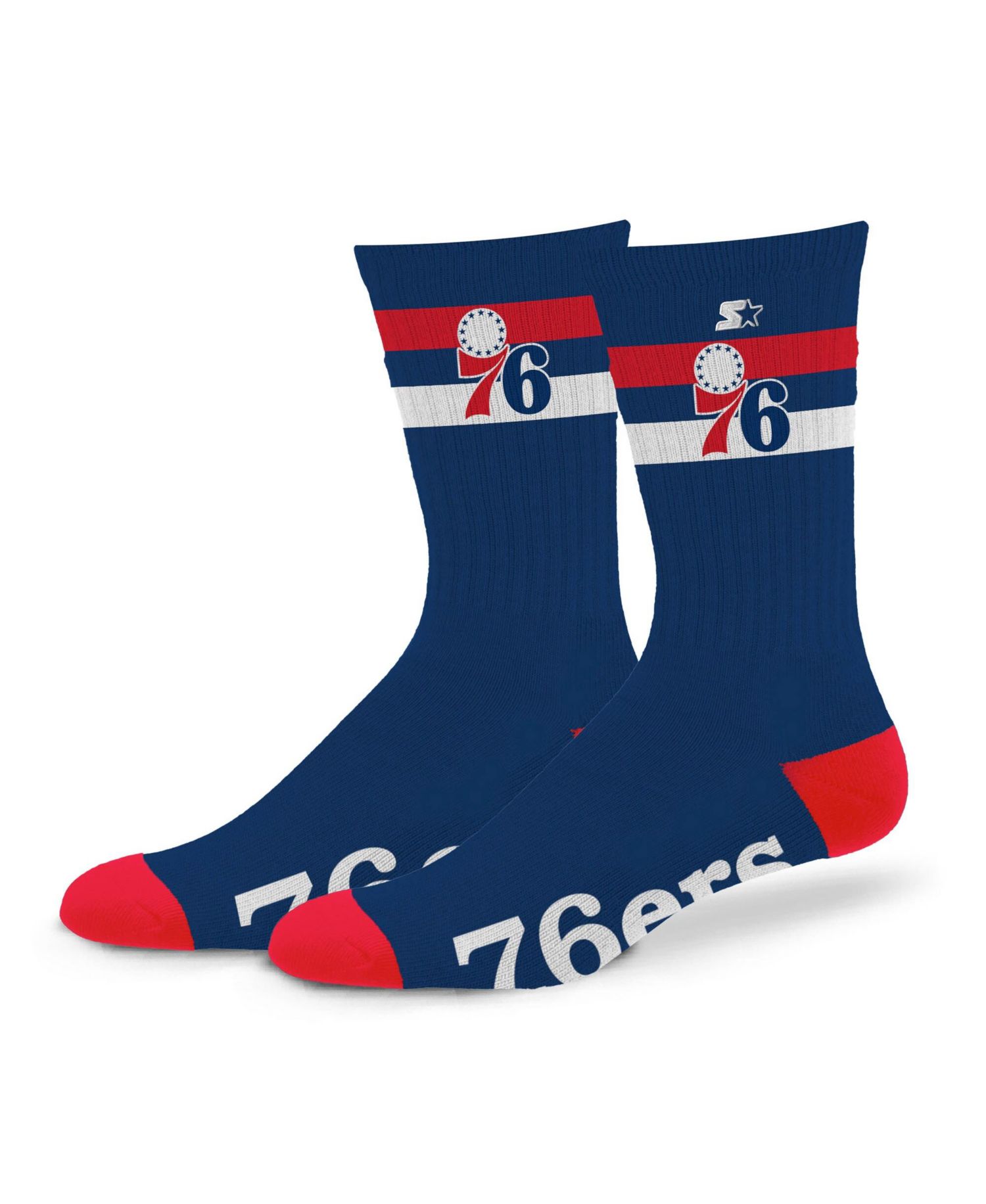 Men's and Women's Philadelphia 76ers Team Color Two-Stripe Crew Socks