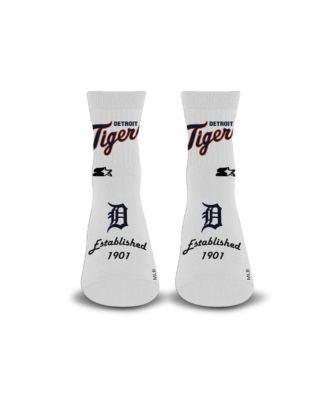 Men's and Women's White Detroit Tigers Established Stencil Quarter Socks