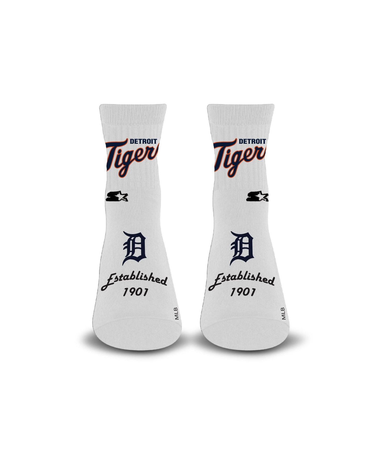 Men's and Women's White Detroit Tigers Established Stencil Quarter Socks