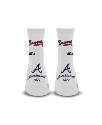 Men's and Women's White Atlanta Braves Established Stencil Quarter Socks