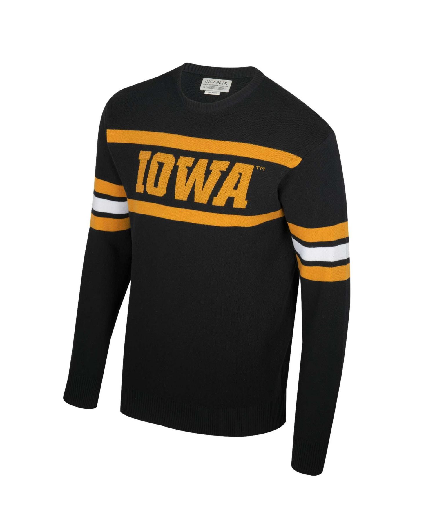 Men's and Women's Black Iowa Hawkeyes Renew Knit Vintage Pullover Sweater