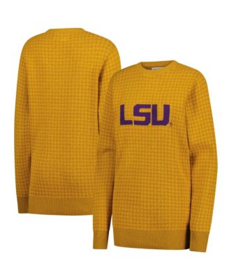 Men's and Women's Gold LSU Tigers Renew Knit Vintage Houndstooth Sweater
