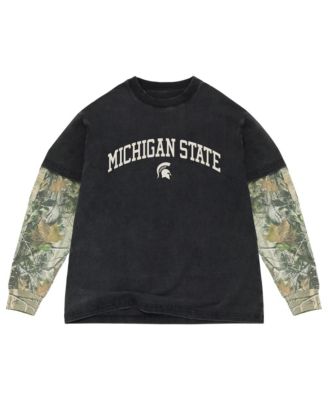 Men's Black/Camo Michigan State Spartans Back Bay Twofer Heavyweight Long Sleeve T-Shirt