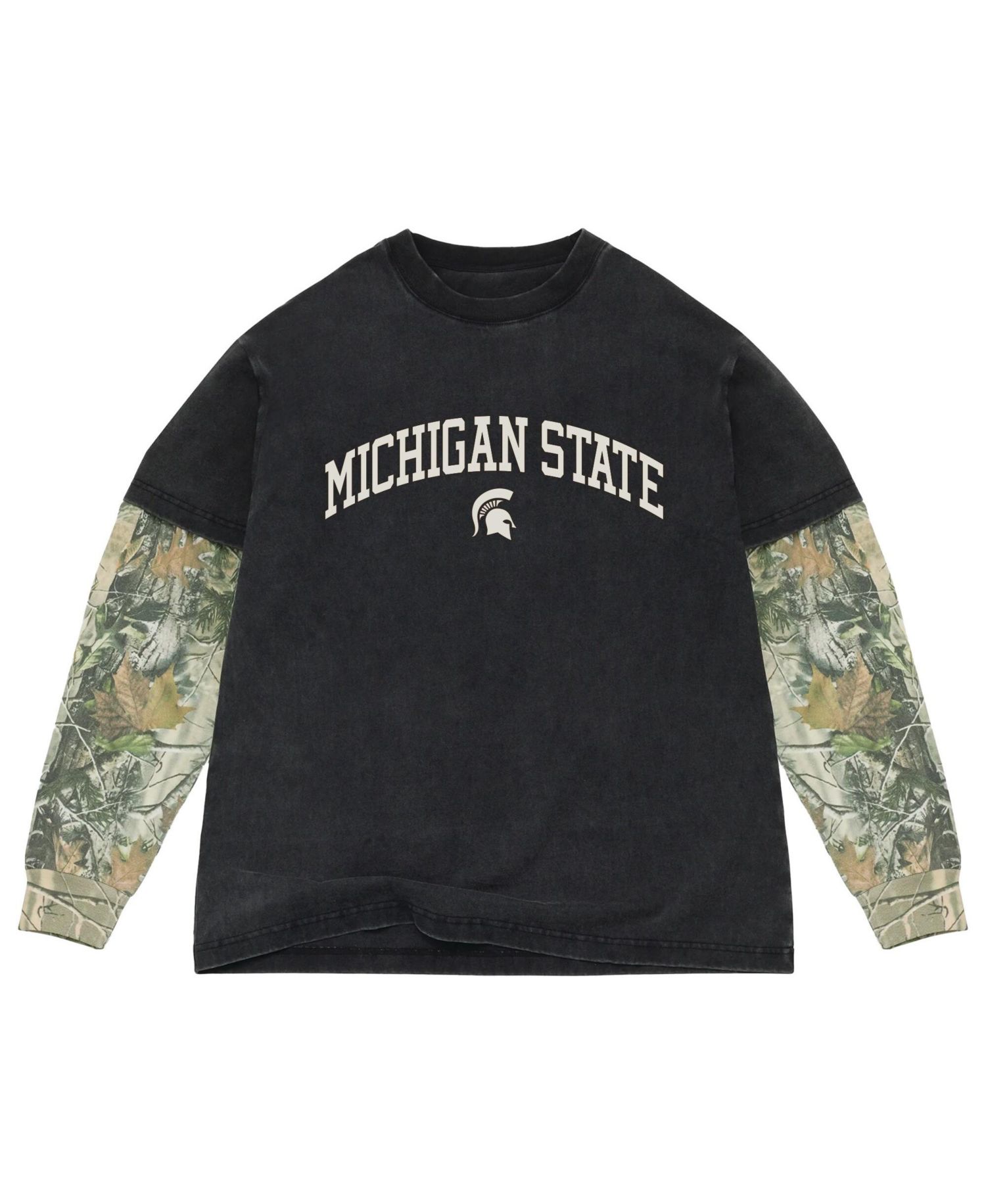 Men's Black/Camo Michigan State Spartans Back Bay Twofer Heavyweight Long Sleeve T-Shirt