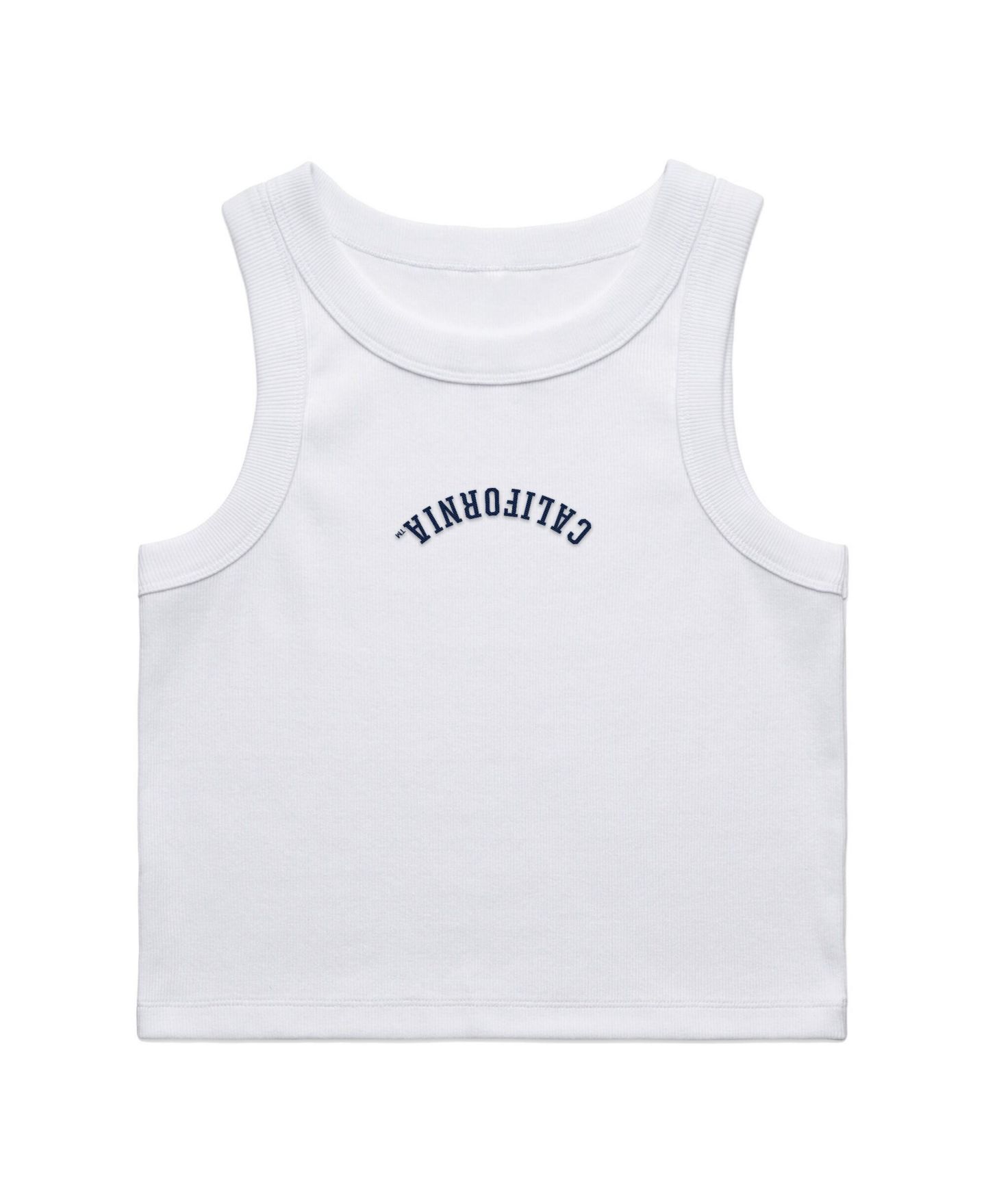 Женский топ Uscape Apparel White Cal Bears Upside Down Embroidery Ribbed Cropped — фото 2