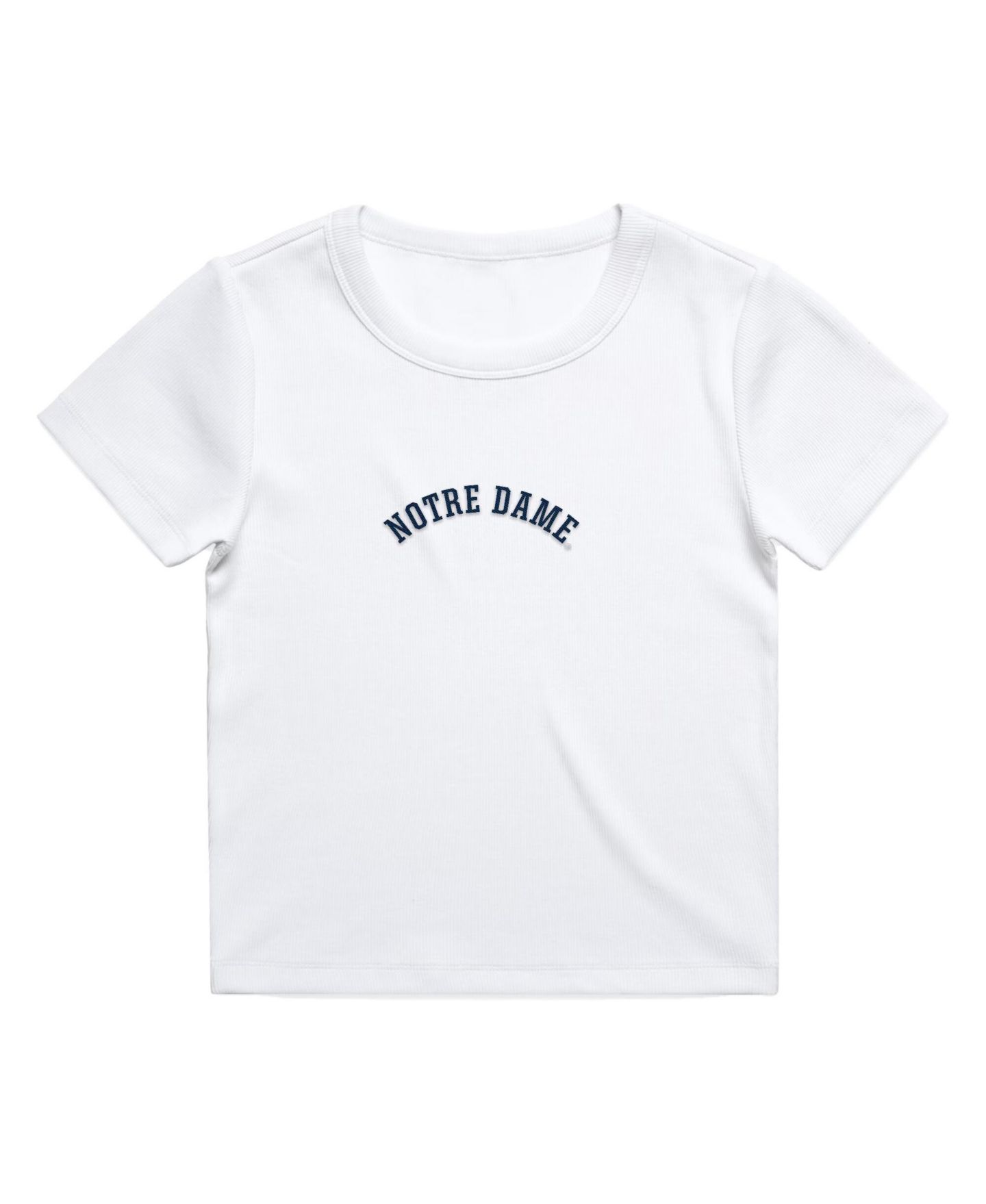 Женская футболка Uscape Apparel White Notre Dame Fighting Irish Upside Down Embroidery Ribbed Cropped — фото 2