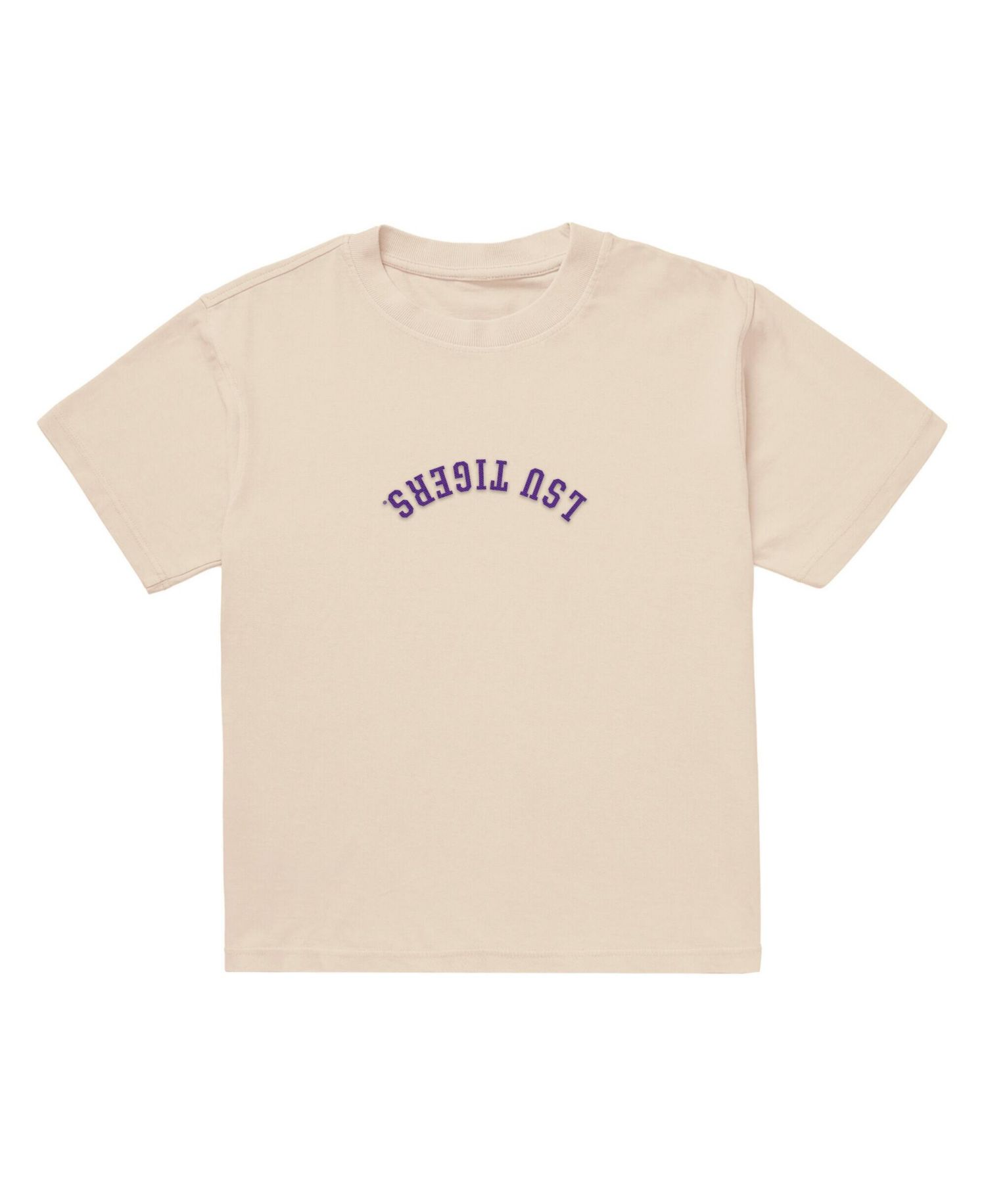 Men's Cream LSU Tigers Upside Down Embroidered Vintage Heavyweight T-Shirt