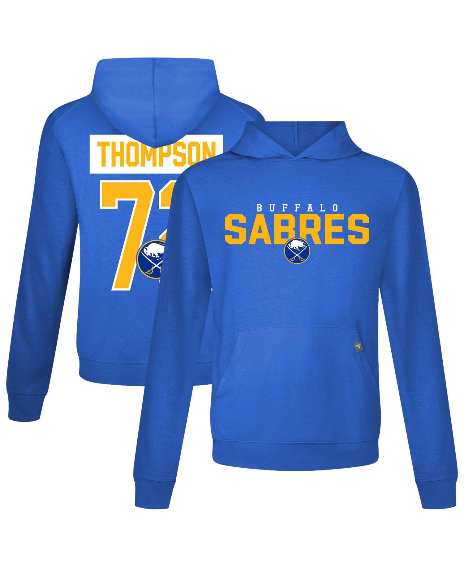 Men's Tage Thompson Royal Buffalo Sabres Relay Name & Number Long Sleeve Hooded T-Shirt