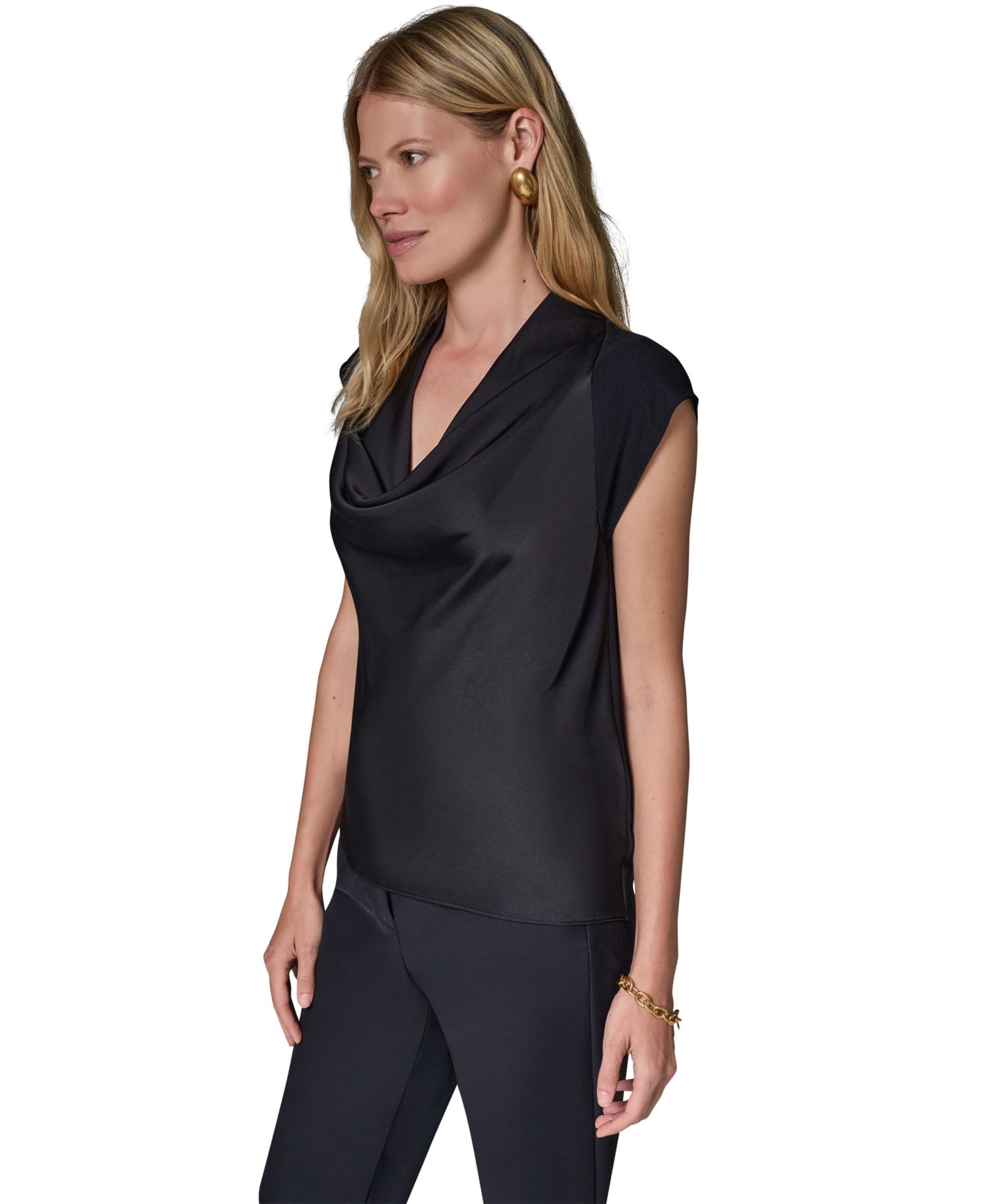Women's Cowl-Neck Cap-Sleeve Top