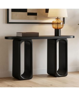 50-Inch Console Table, with Oval Cutout Legs, Modern Entryway Table Sofa Table, Thick Rounded Tabletop for Entryway, Hallway, Living Room