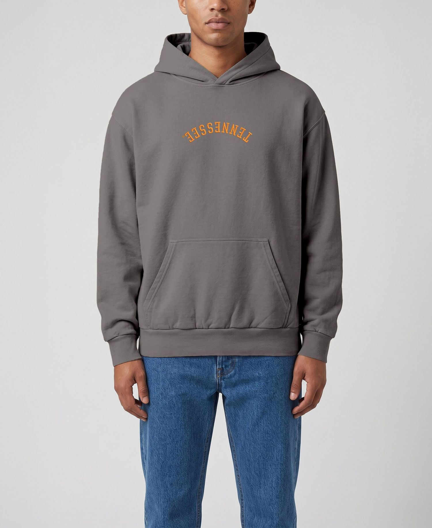 Men's Dark Grey Tennessee Volunteers Upside Down Embroidered Vintage Heavyweight Hoodie
