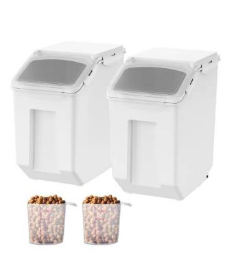 2-Pack Airtight Food Storage Bins - 15L Stackable Rice and Pet Food Dispenser