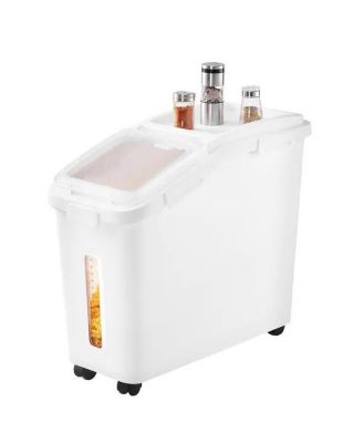 11.4-Gallon Airtight Food Storage Bin - Large Mobile Pet Food and Rice Dispenser