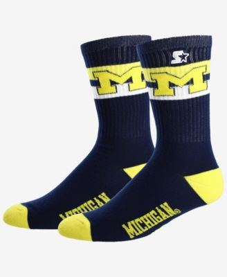 Men's and Women's Michigan Wolverines Team Color Two-Stripe Crew Socks