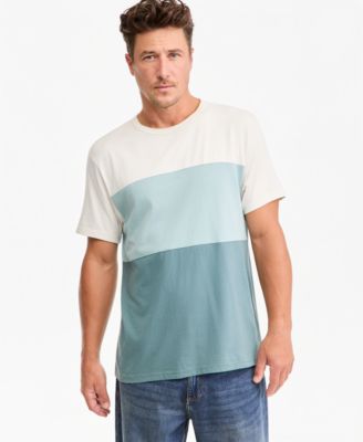 Men's Short-Sleeve Tri Colorblock Cotton T-Shirt