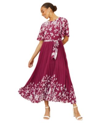 Women's Short Sleeve Pleated Midi Dress