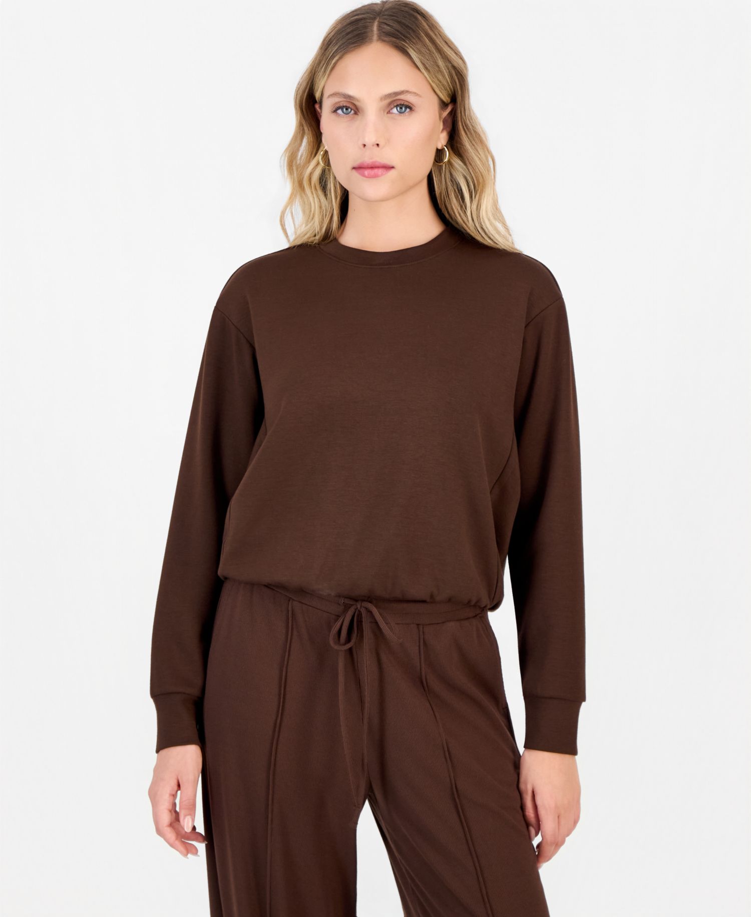 Petite Crewneck Bubble-Hem Top