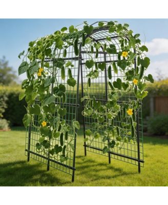 71 x 39 x 83 Inch Steel Garden Arch Trellis for Climbing Plants, Outdoor Arbor Pergola for Gate Entrance Pathway
