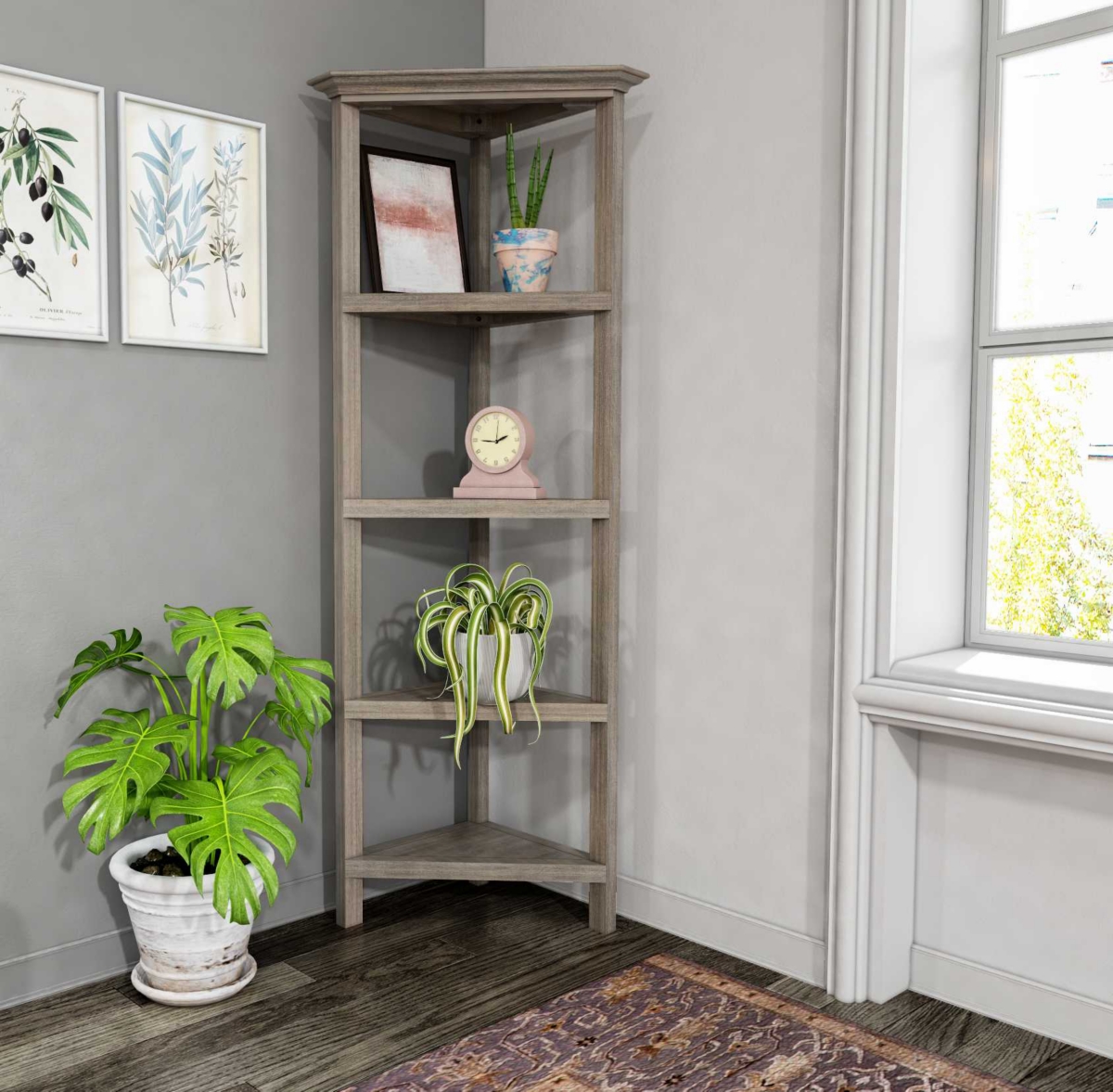 HomeRoots Solid Wood Corner Bookcase