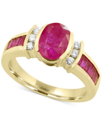 EFFY Collection - Ruby (2-1/5 ct. t.w.) and Diamond (1/8 ct. t.w.) Ring in 14k Gold