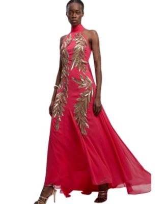Women's Halter Neck Embellished Maxi Dress