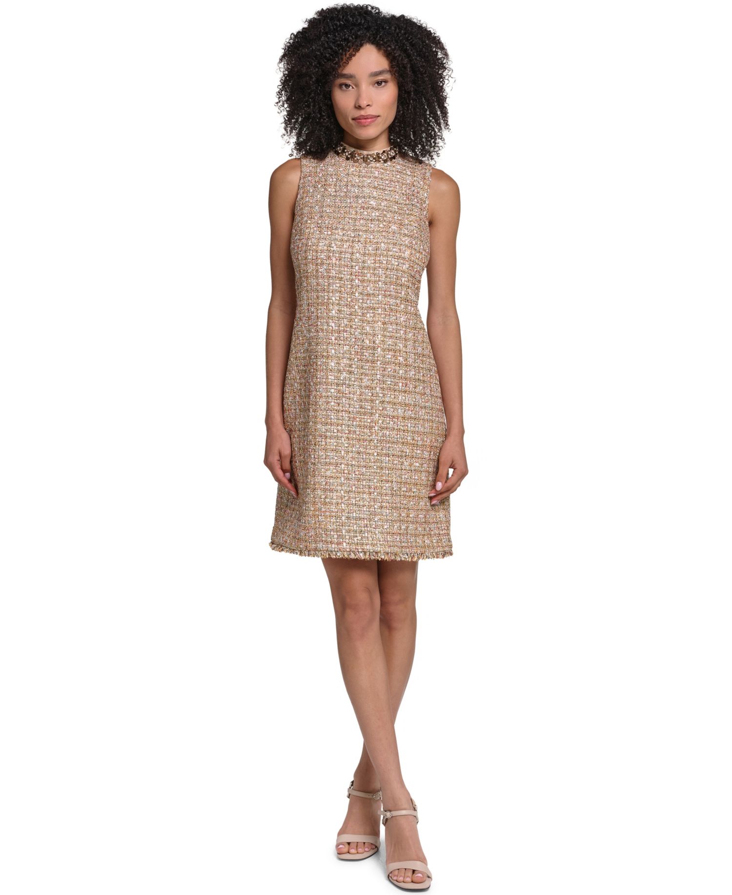 Women's Metallic Tweed Sheath Dress