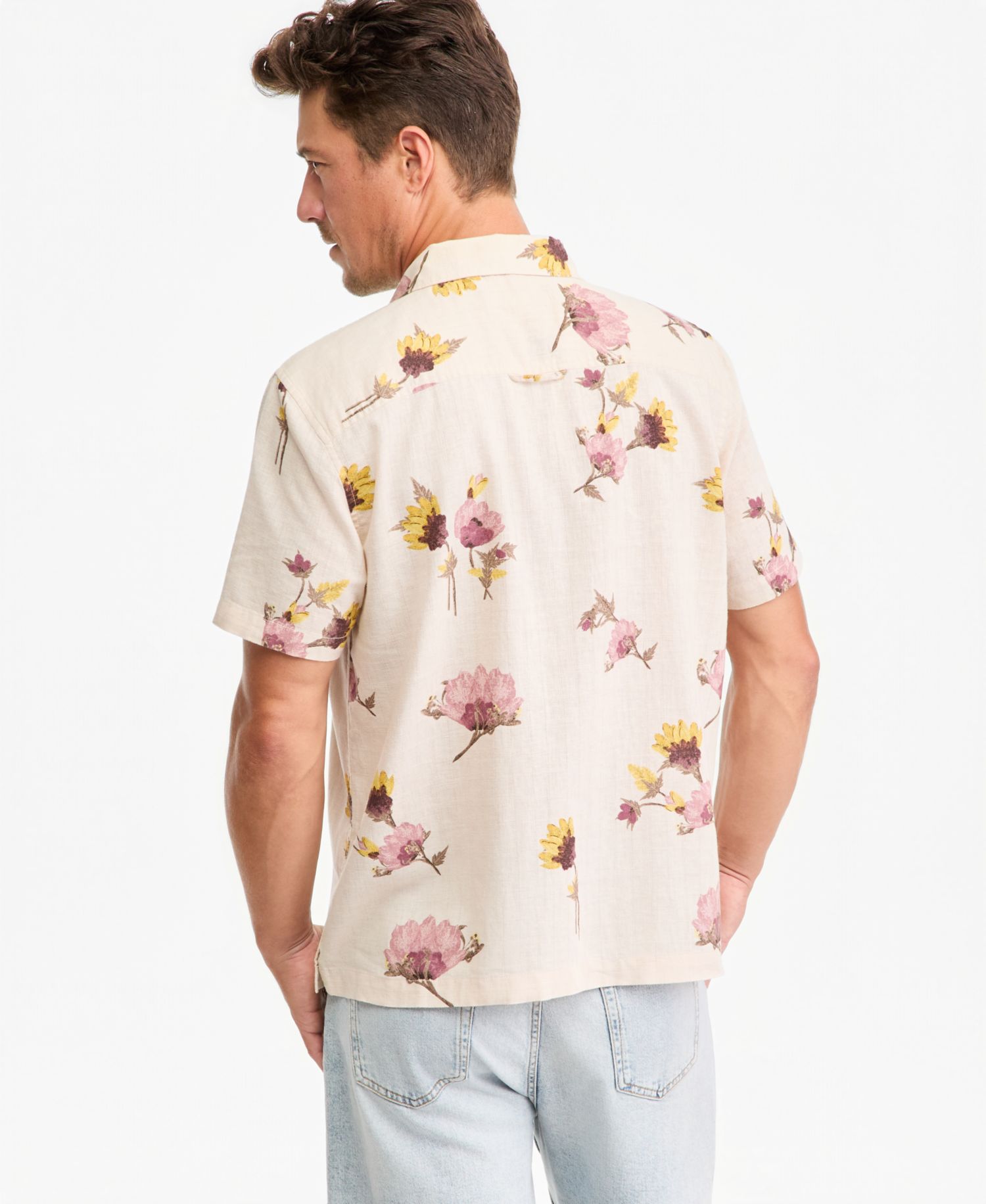 Men's Short-Sleeve Scape Pressed Floral Camp Shirt