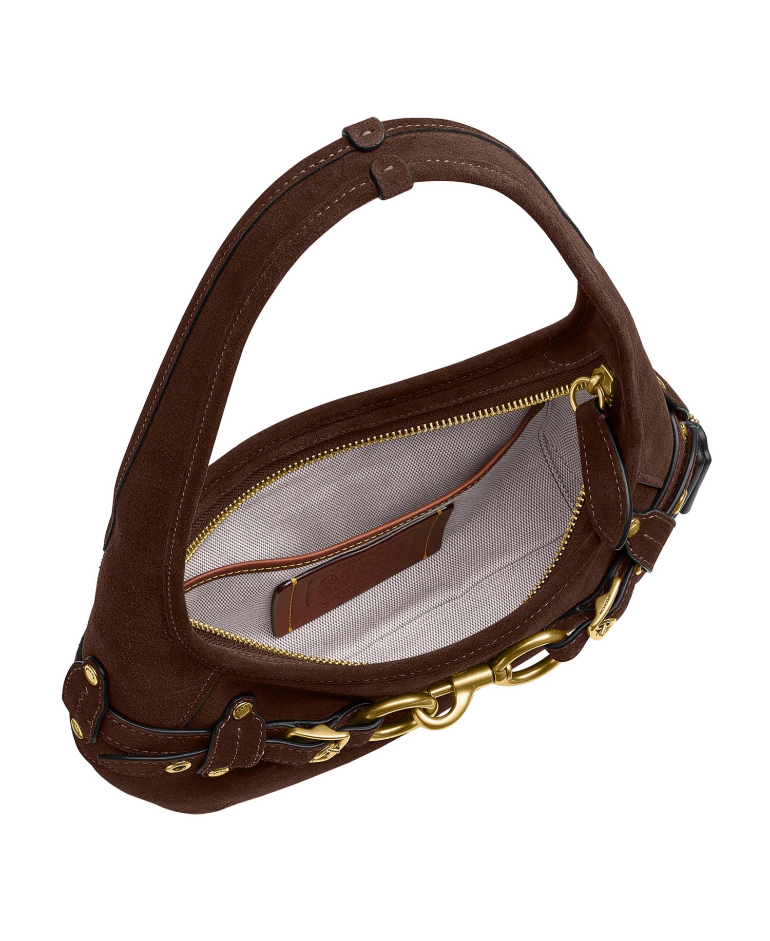 Belted Ergo Small Suede Shoulder Bag 26