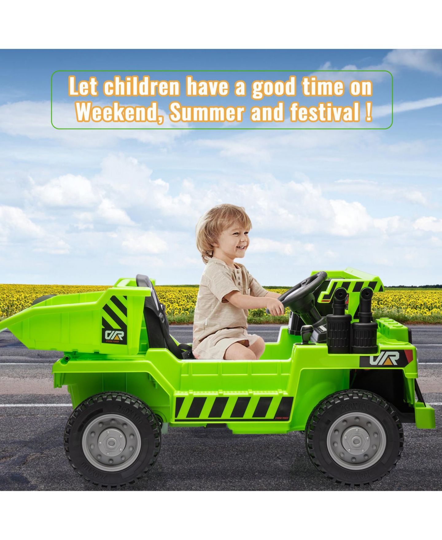 Детская игрушка homfan 12V Electric Ride-On Dump Truck with Remote Control, Built-in USB/MP3 Music Player, Toy Car for Toddlers Ages 1-8 — фото 8