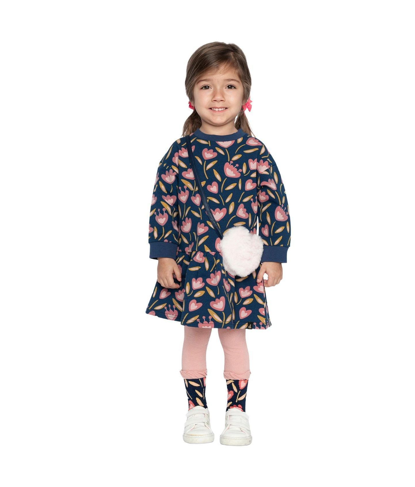 Платье Deux par Deux French Terry Dress Tulip Print для девочек, цвет: Синий с принтом — фото 2