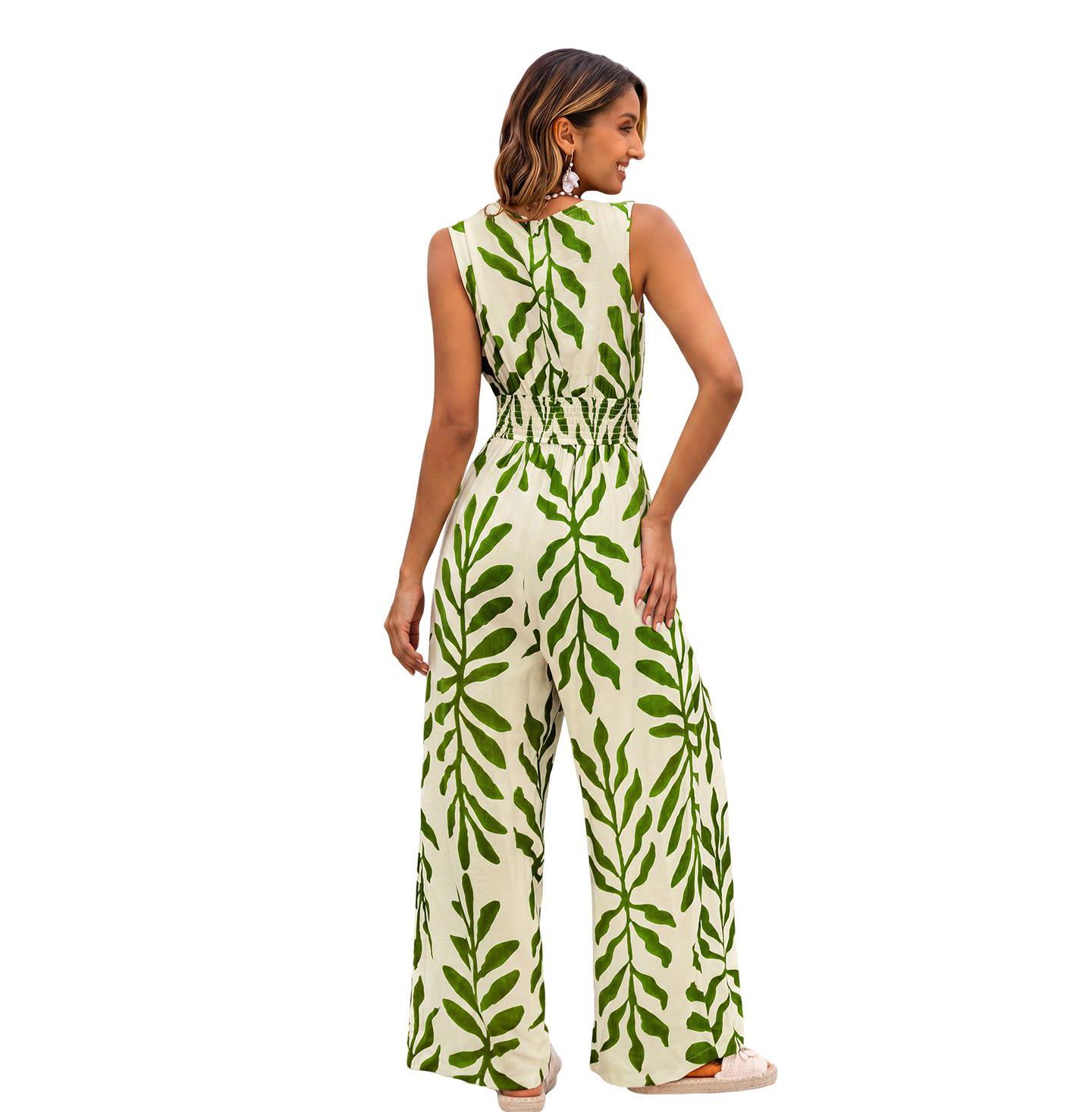 Женский комбинезон Cupshe Yachting Tropical Jumpsuit, цвет: Зелёный — фото 4