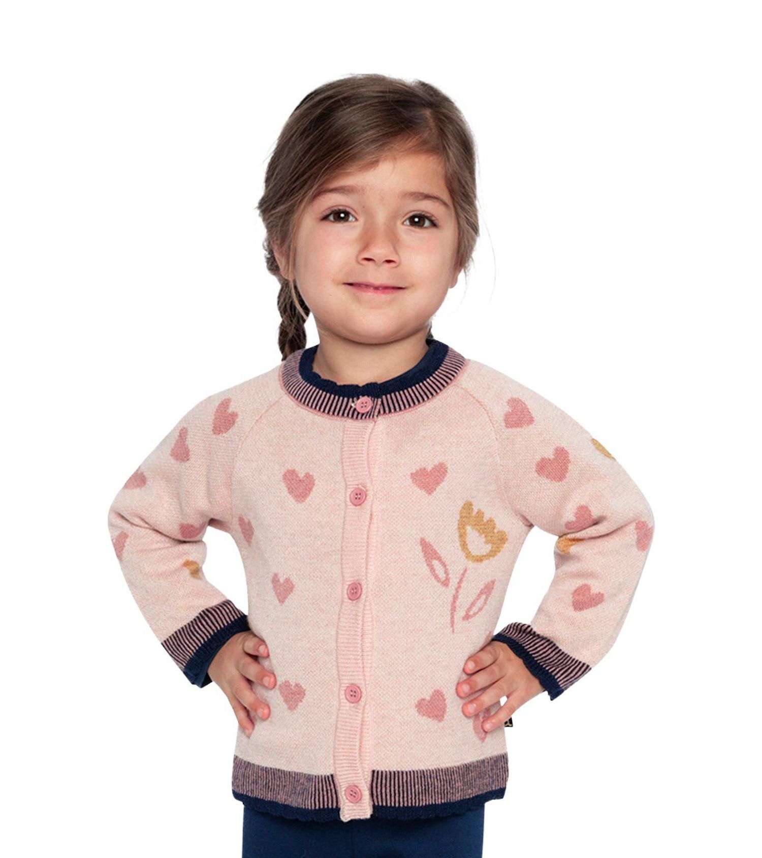 Little and Big Girl (6-8) Knitted Jacquard Cardigan