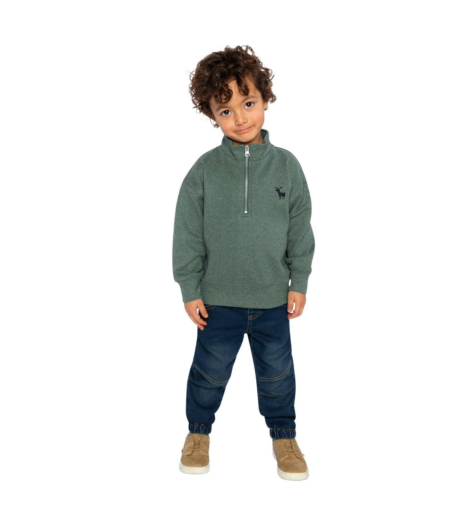 Little Boys 6 - 12 Half Zip Mock Neck Sweater