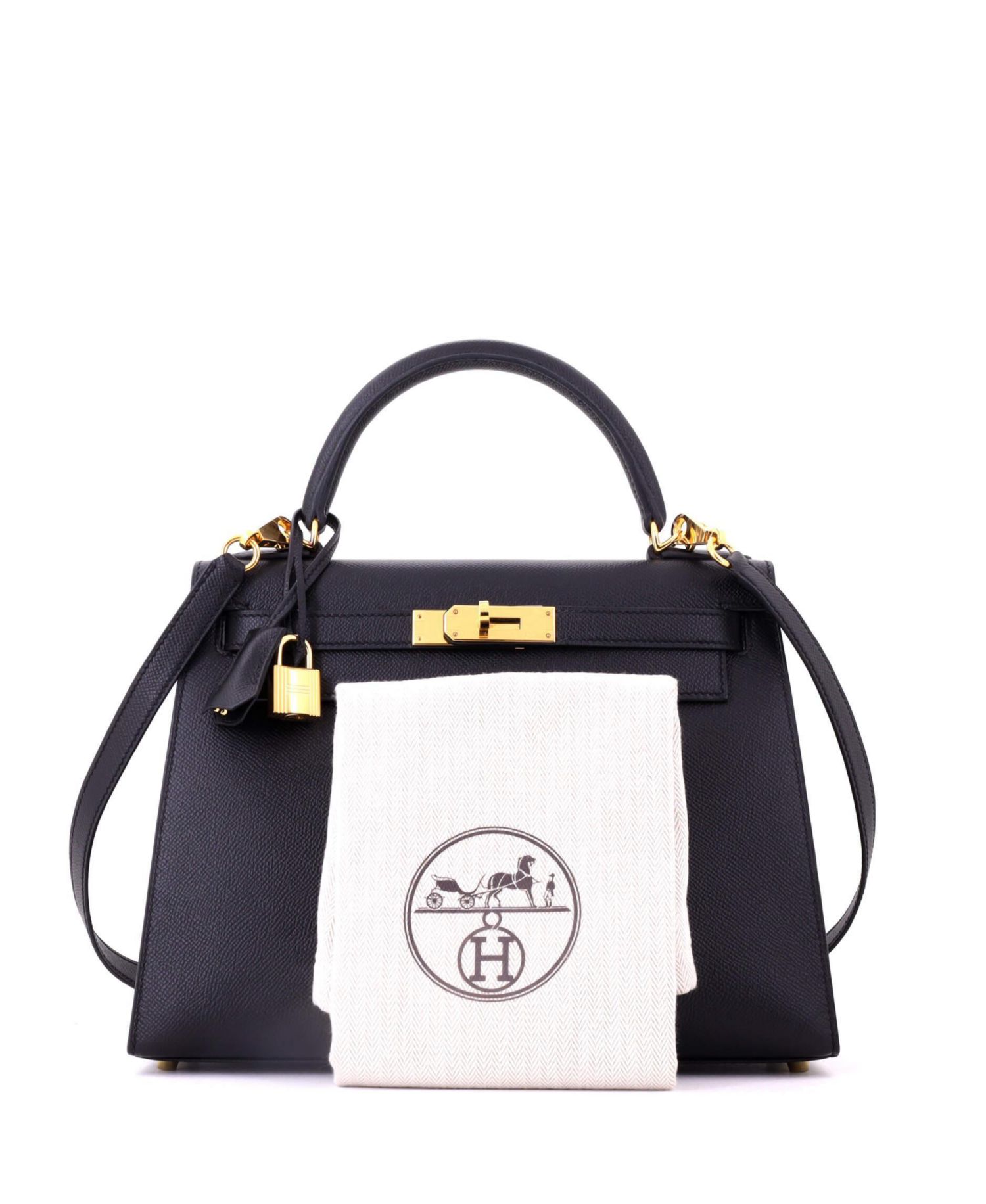 Kelly 28 Handbag Black Epsom with Gold Hardware