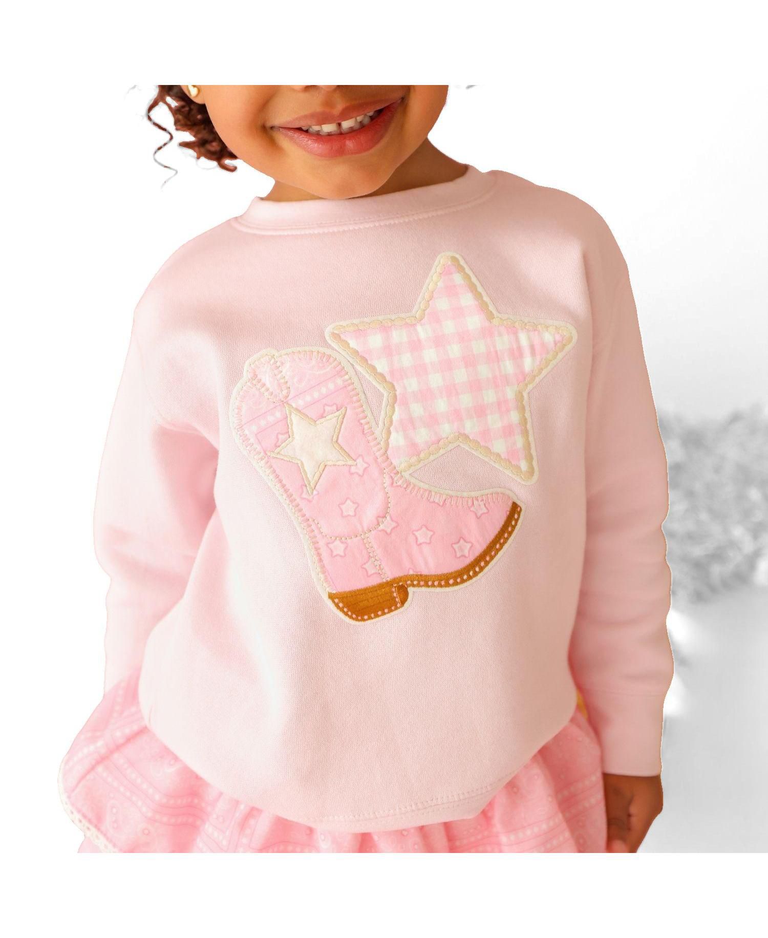 Little Girl's (5-8) Bandana Cowgirl Patch Western Sweatshirt