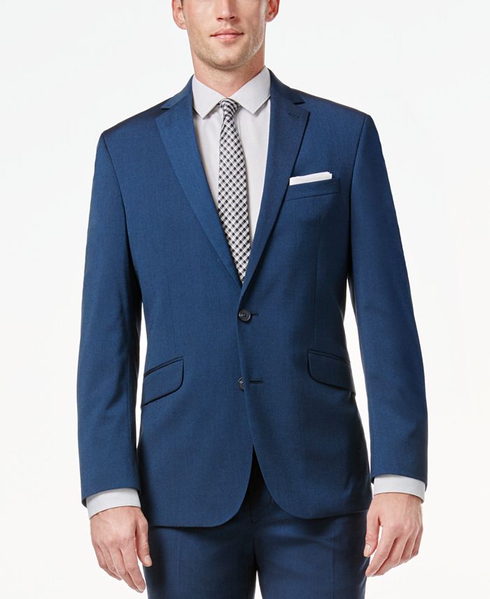 Kenneth Cole Reaction Midnight Blue Sharkskin Slim-Fit Suit - Macy's